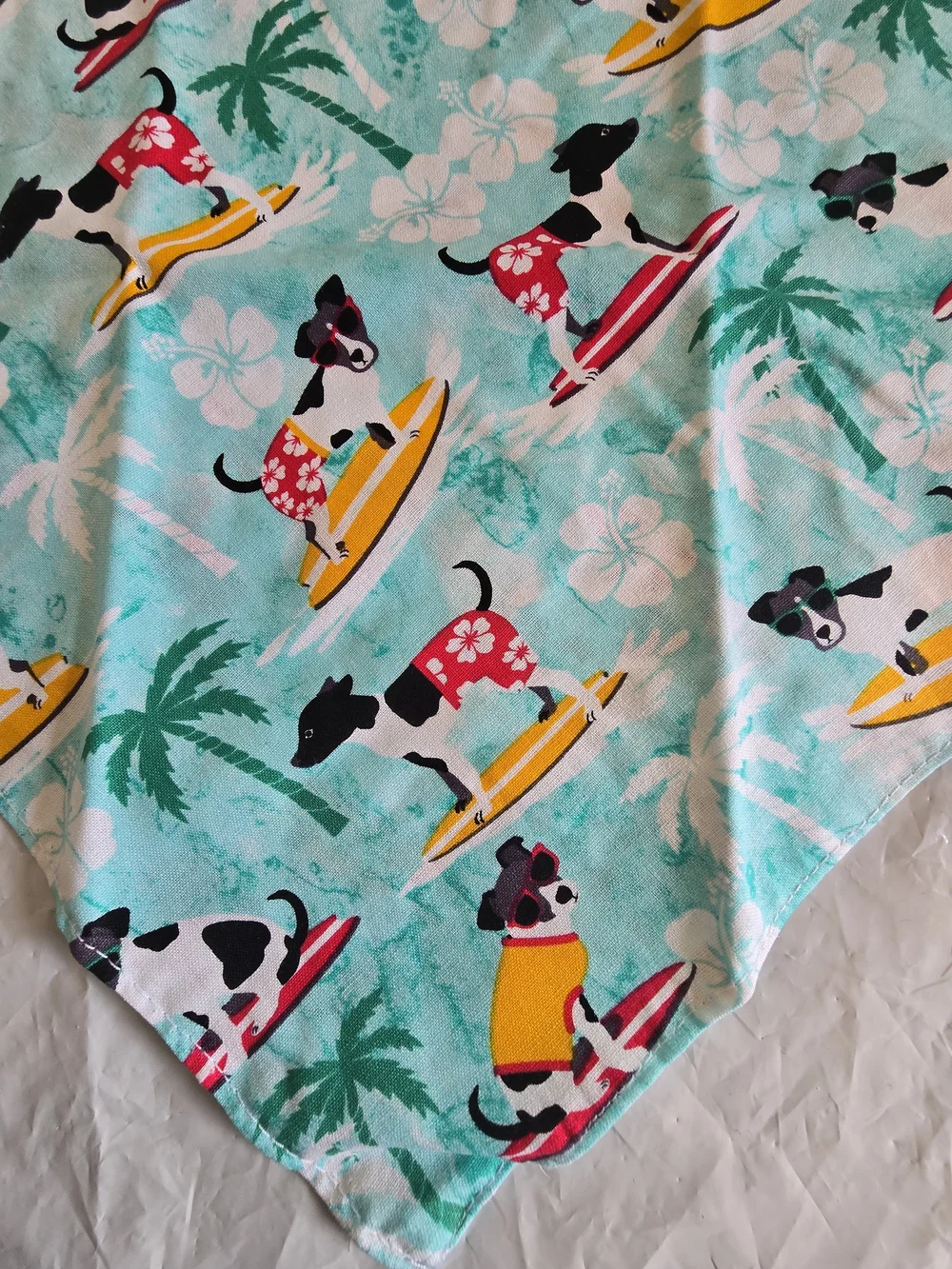 Dog Bandana Collar  in Teal Surf Print New X Large More Sizes Available New Hand